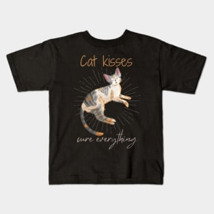 Cat kisses cure everything - Devon Rex cat Kids T-Shirt